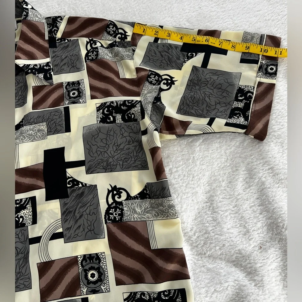 Joe Brand Men’s Vintage Pop Art Short Sleeve Shirt, Black/Brown/Cream, Size XL - Picture 5 of 10